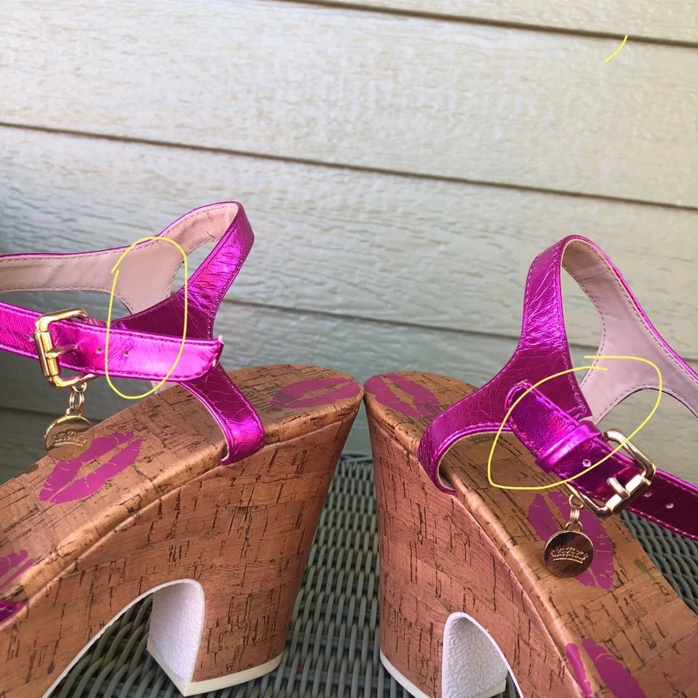 Juicy Couture Metallic Hot Pink Platform Sandals